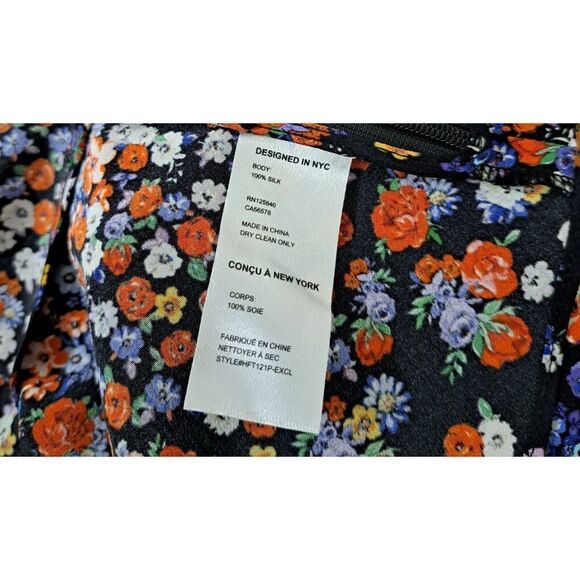 Intermix Womens Small 100% Silk Peplum Floral Top Longsleeve - Picture 8 of 9